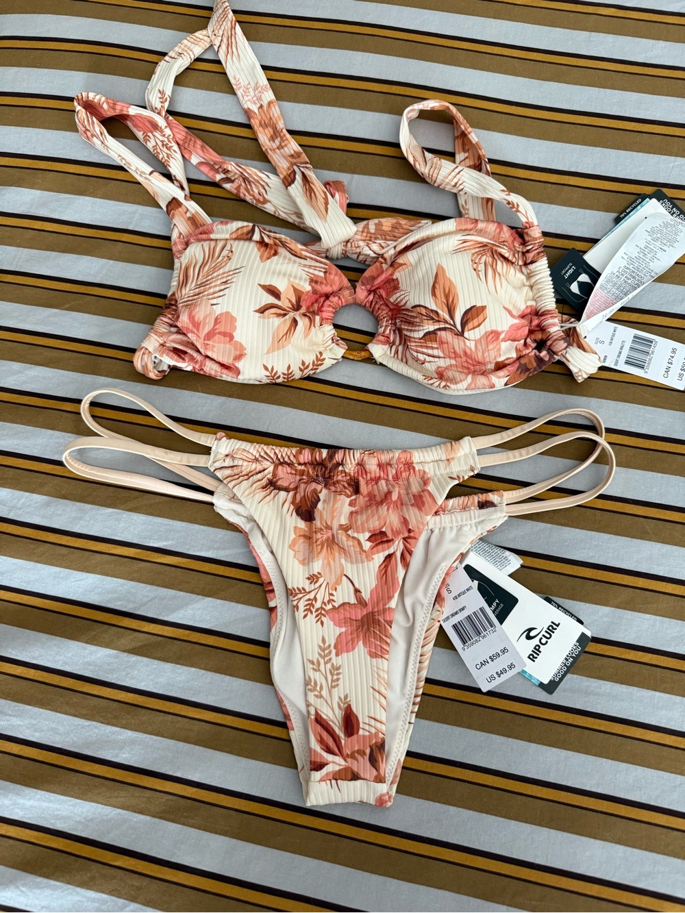 Rip Curl Bikini Top Swim Bottom Set Small Floral